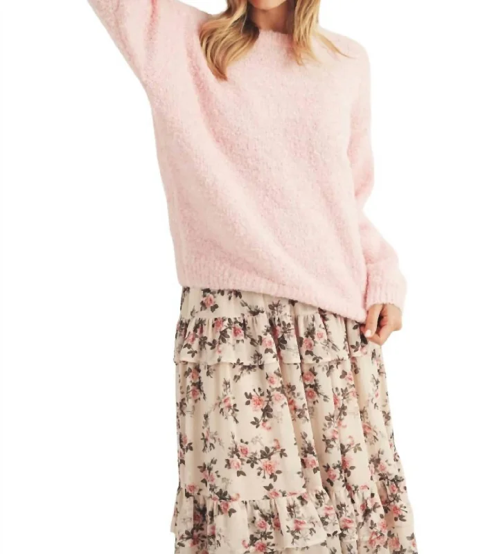 Fuzzy Sweater In Pink Stylish Fashionable Trendy