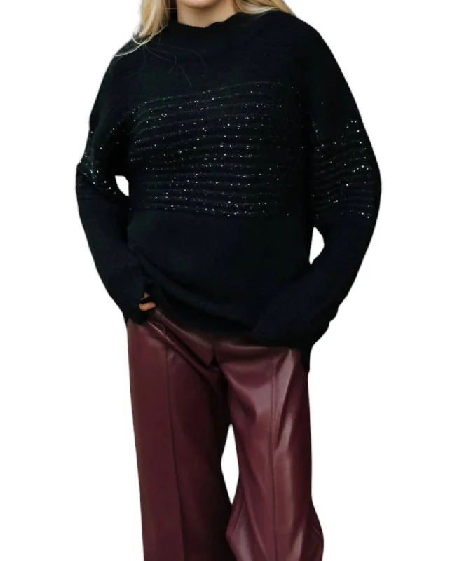 Glitter Stripe Sweater In Black Slim Fit Regular Fit Oversized