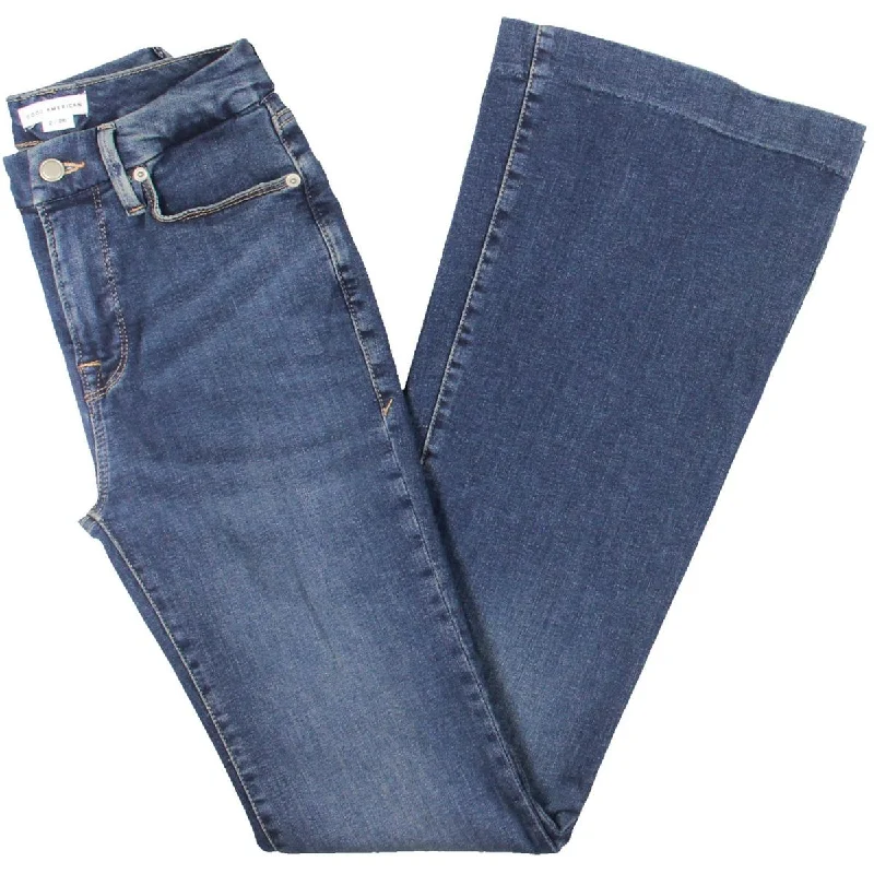 Good American Womens Flared Mid Rise Flared Jeans Trendy Vintage Denim Jeans