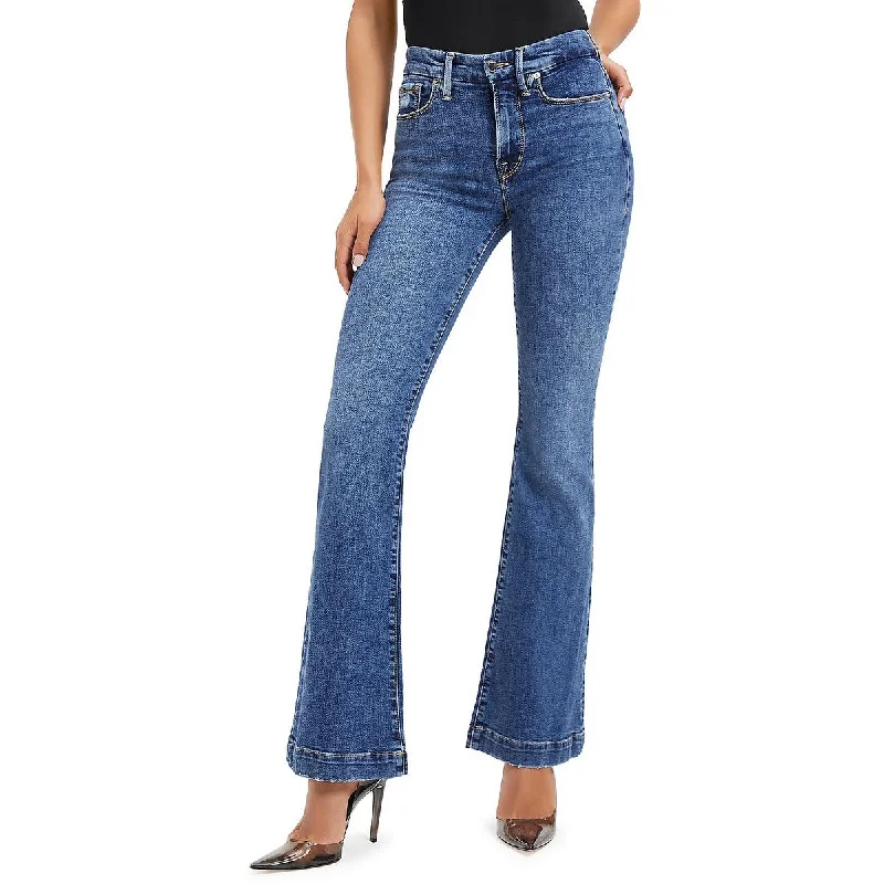 Good American Womens Mid-Rise Medium Wash Flare Jeans Stylish High-Waist Skinny Denim Good American Womens Mid-Rise Medium Wash Flare Jeans Stylish High-Waist Skinny Denim