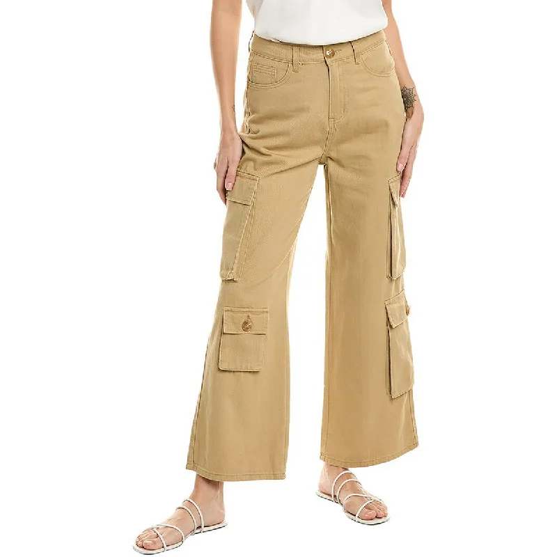Gracia Womens Cargo Wide Leg High-Waisted Jeans Trendy Acid Wash Skinny Jeans