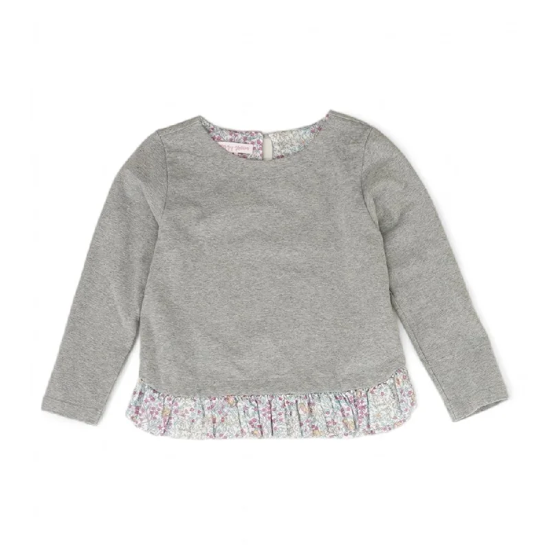 Gray Solid Crewneck Sweater Print Jacquard Patchwork