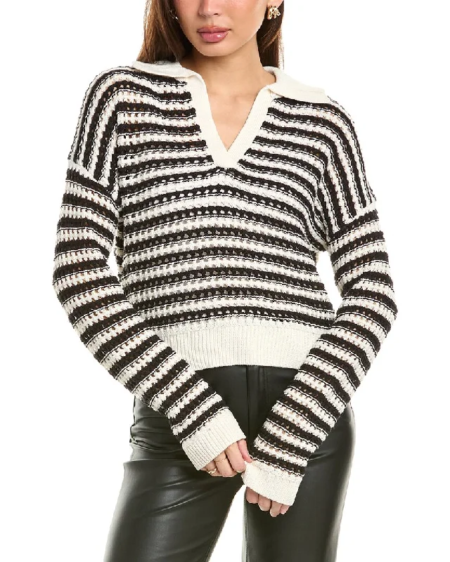 Harper Collared Sweater Real Fur Shearling Chenille