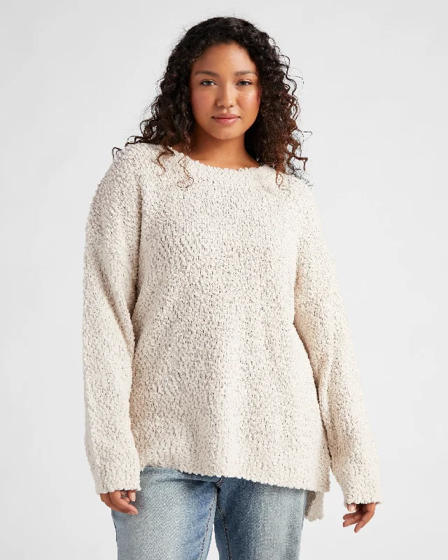 Plus Size Hi-Low Popcorn Pullover Sweater Houndstooth Herringbone Solid