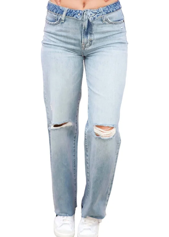 High Waist Dad Jeans In Light Blue Cozy Relaxed Fit Jeans