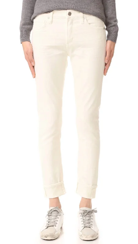 Jazmin Ankle Cuffed Slim Straight Jean In Natural Comfortable Zip-Fly Denim Jeans