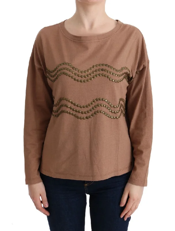 John Galliano  Cotton Studded Women's Sweater Ribbed Striped Patterned
