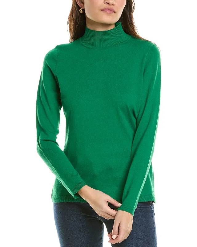 Jones New York Mock Neck Sweater Silk Blend Satin Velvet