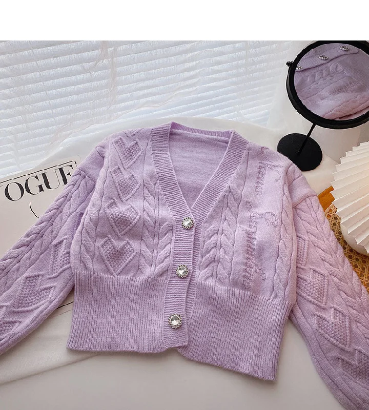 Korean version sweet temperament V-Neck long sleeve sweater  5850 Spandex Blend Rayon Blend Denim Blend