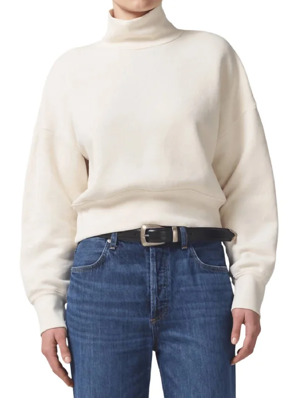 Koya Turtleneck Sweater In Canvas Cotton Fabric Linen Fabric Terry Fabric