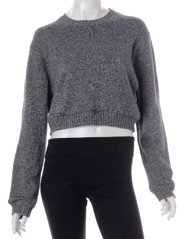 Label Alice Cropped Plain Knitted Jumper Houndstooth Herringbone Solid