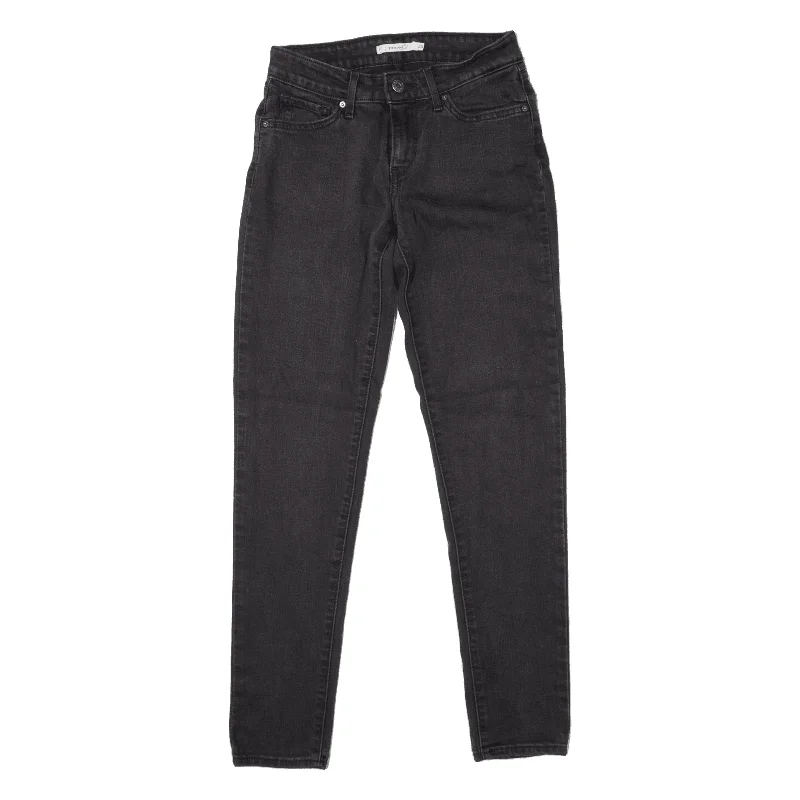 LEVI'S 711 Jeans Black Denim Slim Skinny Charcoal Wash Womens W26 L32 Fashionable Button-Front Jeans LEVI'S 711 Jeans Black Denim Slim Skinny Charcoal Wash Womens W26 L32 Fashionable Button-Front Jeans