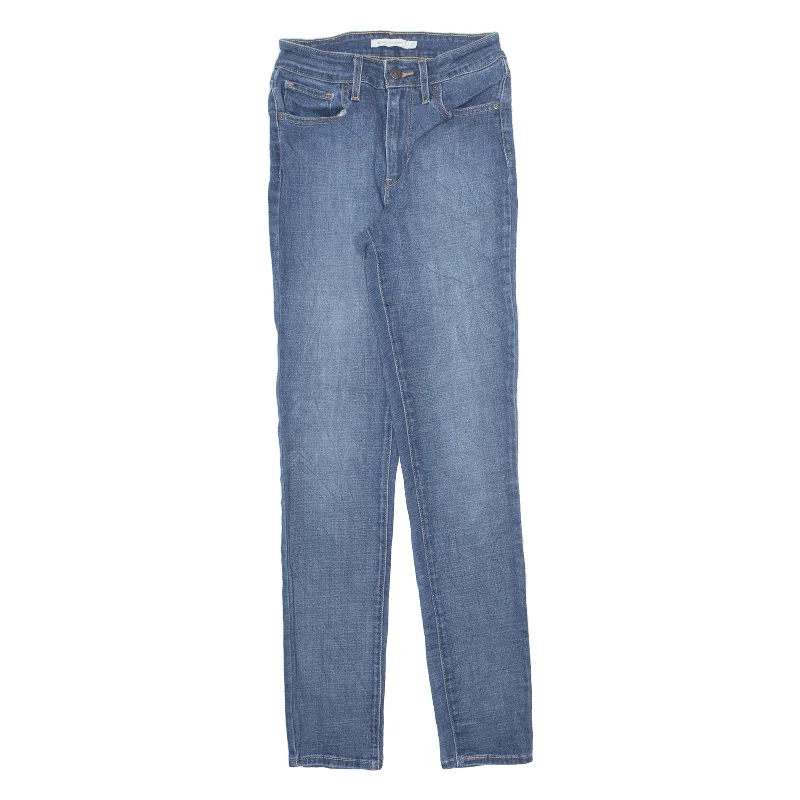 LEVI'S 721 High Rise Jeans Blue Denim Regular Skinny Stone Wash Womens W24 L32 Fashionable Raw Hem Bootcut Jeans LEVI'S 721 High Rise Jeans Blue Denim Regular Skinny Stone Wash Womens W24 L32 Fashionable Raw Hem Bootcut Jeans
