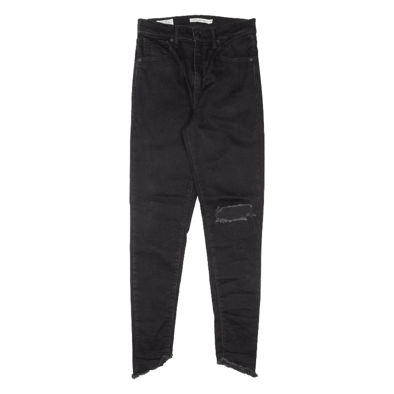 LEVI'S Distressed Mile High BIG E Jeans Black Denim Slim Skinny Womens W28 L27 Elegant Bootcut Fit Jeans