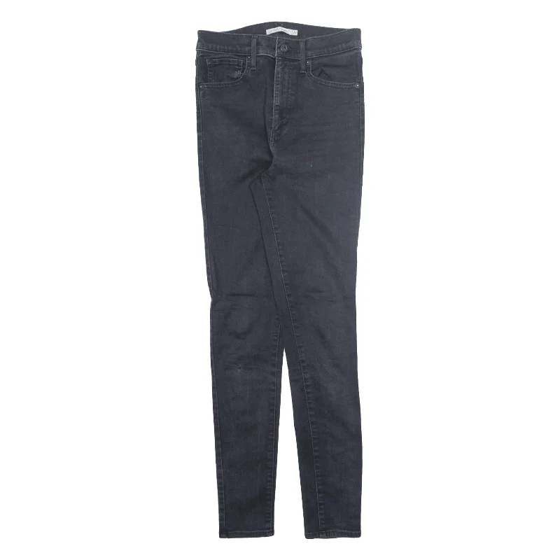 LEVI'S Mile High Jeans Black Denim Slim Skinny Womens W27 L30 Trendy Pleated Waist Jeans LEVI'S Mile High Jeans Black Denim Slim Skinny Womens W27 L30 Trendy Pleated Waist Jeans