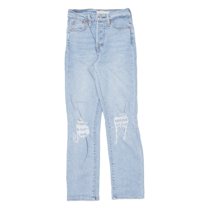 LEVI'S Wedgie Distressed Jeans Blue Denim Regular Straight Stone Wash Womens W25 L28 Chic Faded Blue Jeans LEVI'S Wedgie Distressed Jeans Blue Denim Regular Straight Stone Wash Womens W25 L28 Chic Faded Blue Jeans