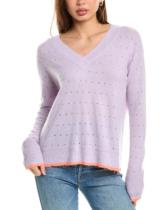 Lisa Todd V-Neck Cashmere Sweater Terry Blend Velvet Blend Canvas Blend
