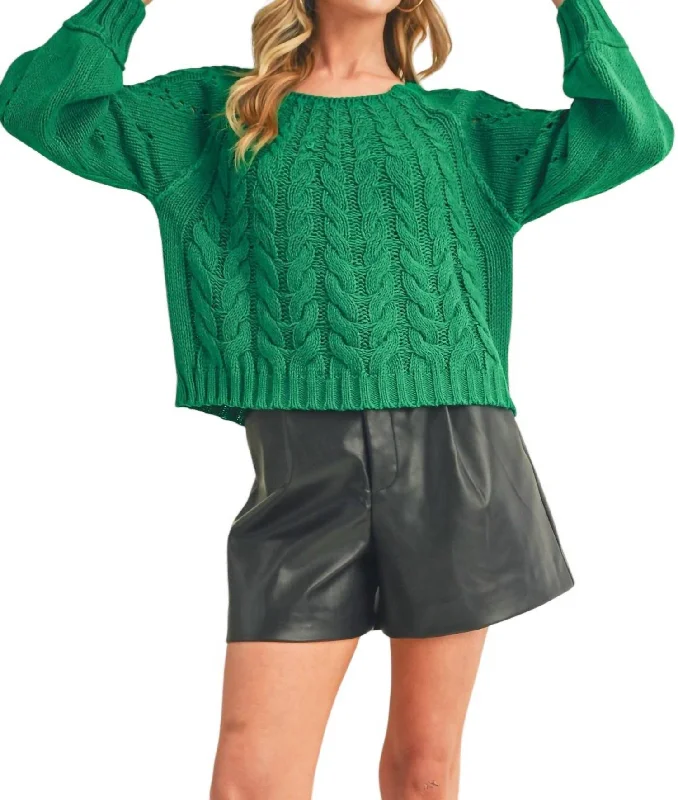 Long Sleeve Tally Sweater In Green Fitted Loose Oversized