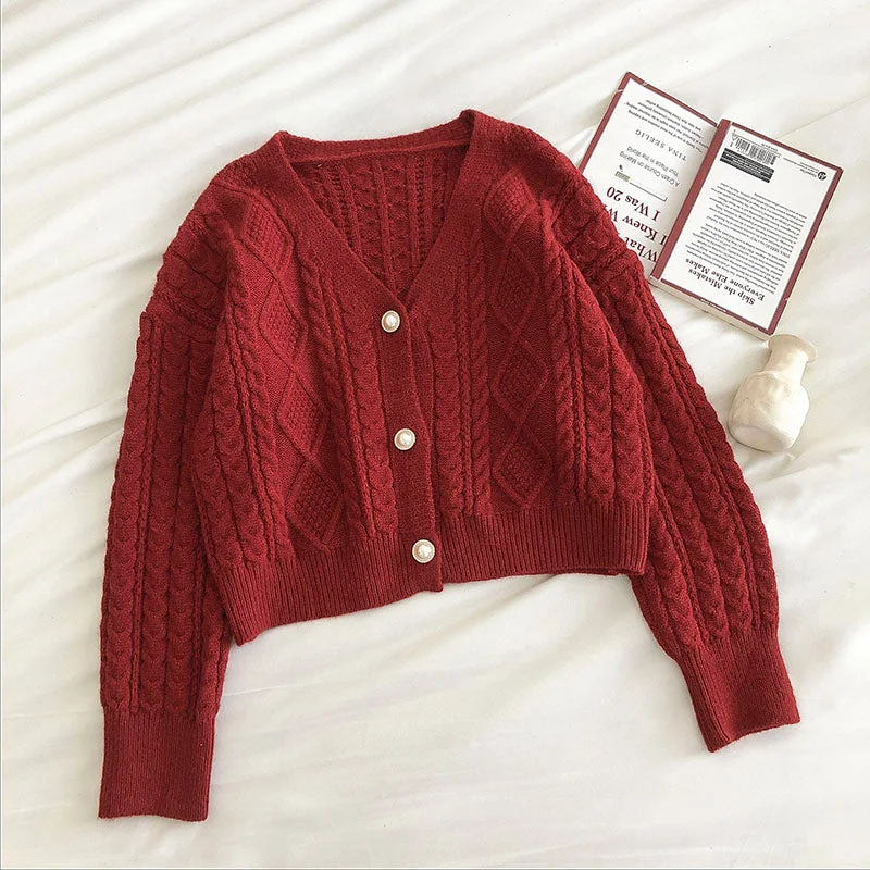 Long sleeved loose twist sweater cardigan  5840 Cotton Fabric Linen Fabric Terry Fabric