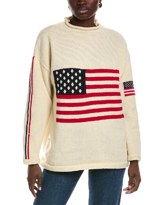 Lyra & Co Flag Sweater Denim Fabric Leather Fabric Suede Fabric