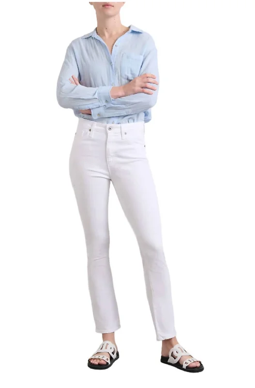 Mari Hi Rise Straight Jean In White Elegant Skinny Leg Jeans