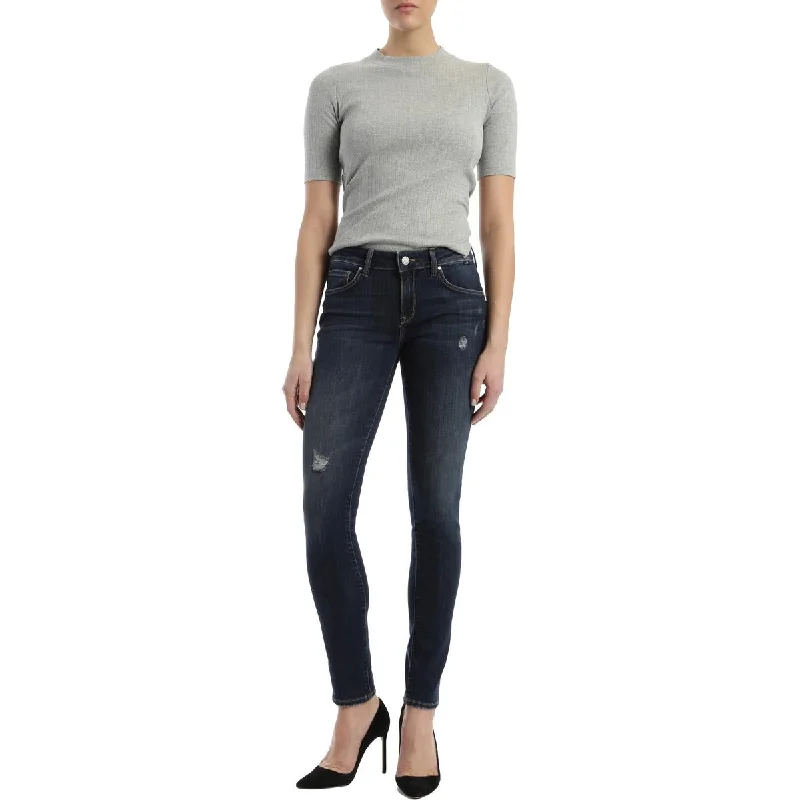 Mavi Jeans Womens Alexa Mid-Rise Distressed Skinny Jeans Trendy Colored Denim Jeans