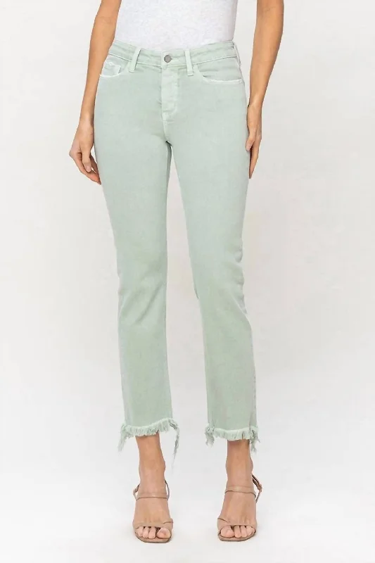 Melissa Cropped Jeans In Mint Comfortable Dark Wash Jeans