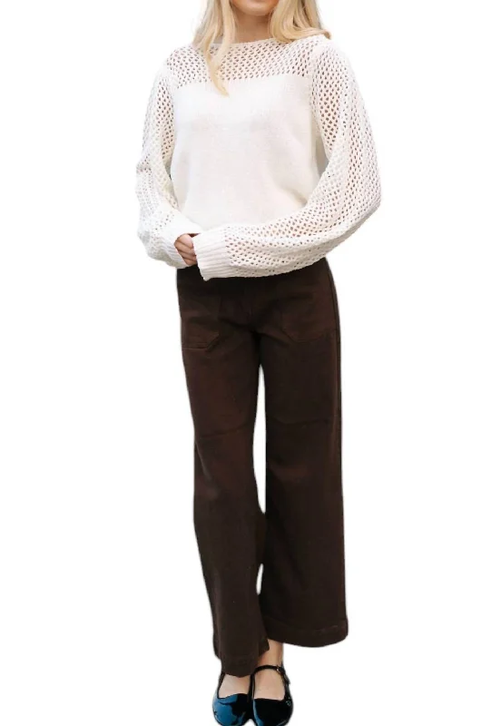 Mesh Top Sweater In Ivory Layered Multi-layer Single Layer