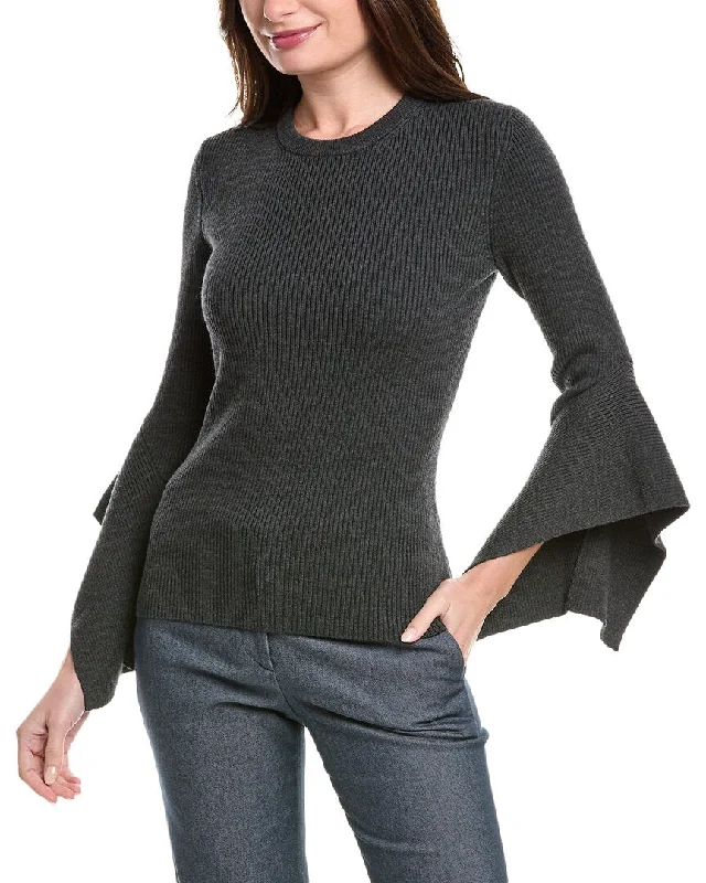 Michael Kors Collection Flare Sleeve Wool-Blend Sweater Iron Safe Non-Iron Wrinkle Free