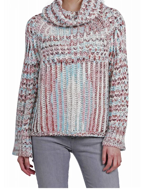 Mimi Chunky Turtleneck Sweater In Pink Multi Tailored Straight A-Line