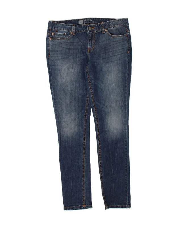 MOSSIMO Womens Skinny Jeans US 12 Large W34 L32 Navy Blue Cotton Trendy Paperbag Waist Jeans MOSSIMO Womens Skinny Jeans US 12 Large W34 L32 Navy Blue Cotton Trendy Paperbag Waist Jeans