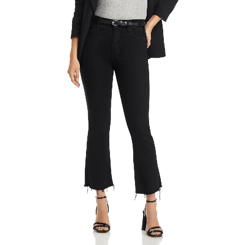 Mother Womens Cropped Frayed Bottom Cropped Jeans Trendy Low-Rise Bootcut Jeans