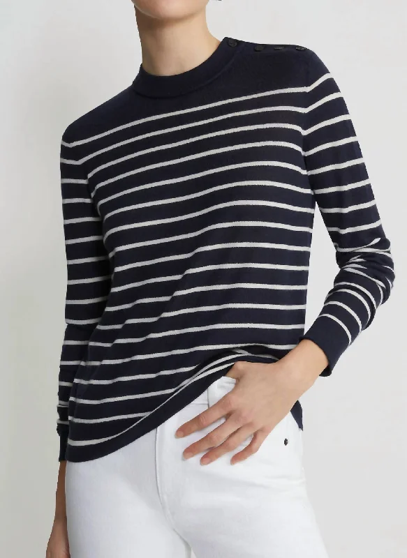 Nautical Stripe Sweater In Ink Multi Wool Sweater Cotton Sweater Cashmere Sweater