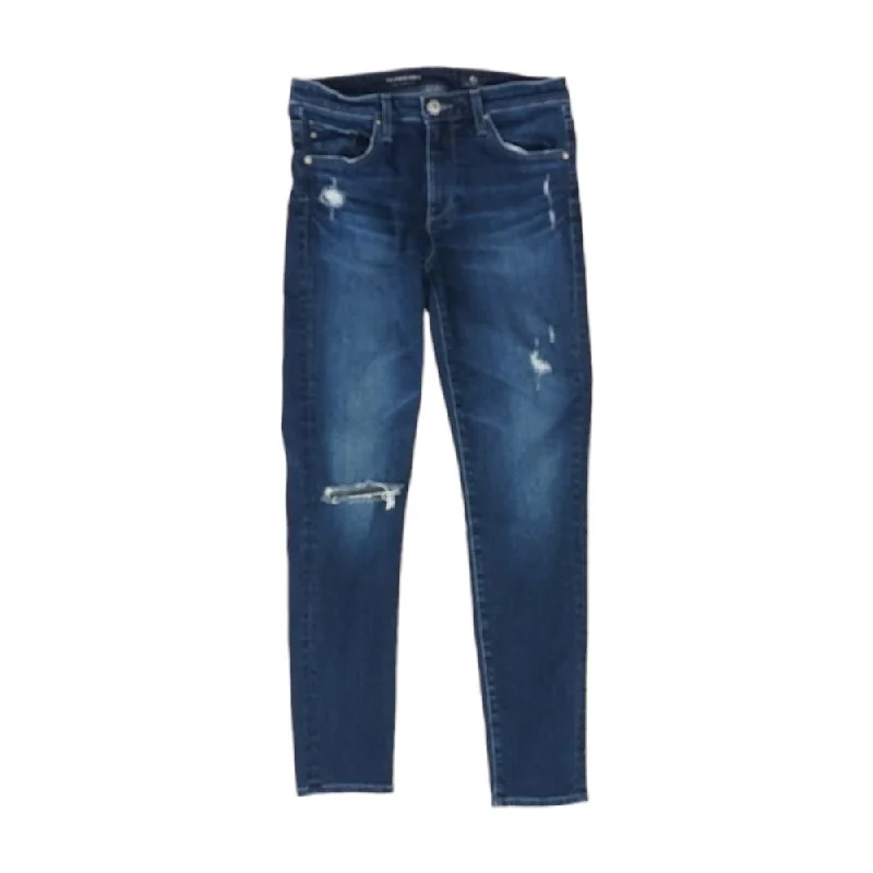 Navy Solid Slim Straight Leg Jeans Cozy Relaxed Fit Jeans