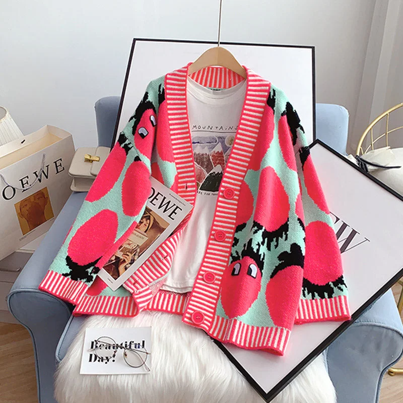 New coat sweater women's lazy style knitted cardigan  5116 Chenille Brocade Lace