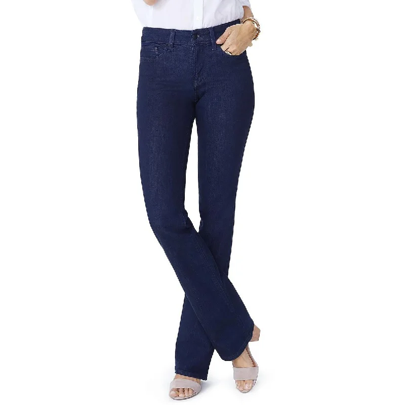 NYDJ Womens Petites Barbara High Rise Lift Tuck Technology Bootcut Jeans Classic Black Denim Jeans