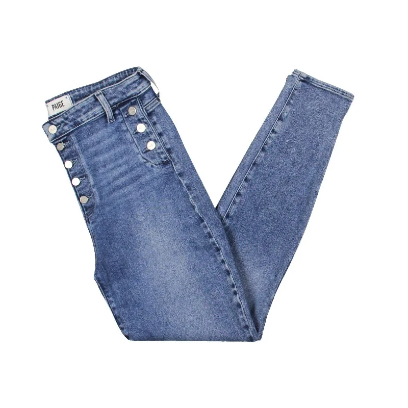 Paige Womens Emmie High Rise Medium Wash Skinny Jeans Stylish Cargo Style Jeans