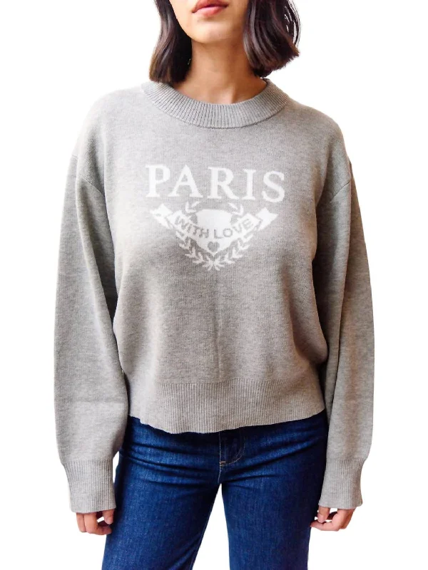 Paris Sweater In Grey Plaid Sweater Polka Dot Checkered