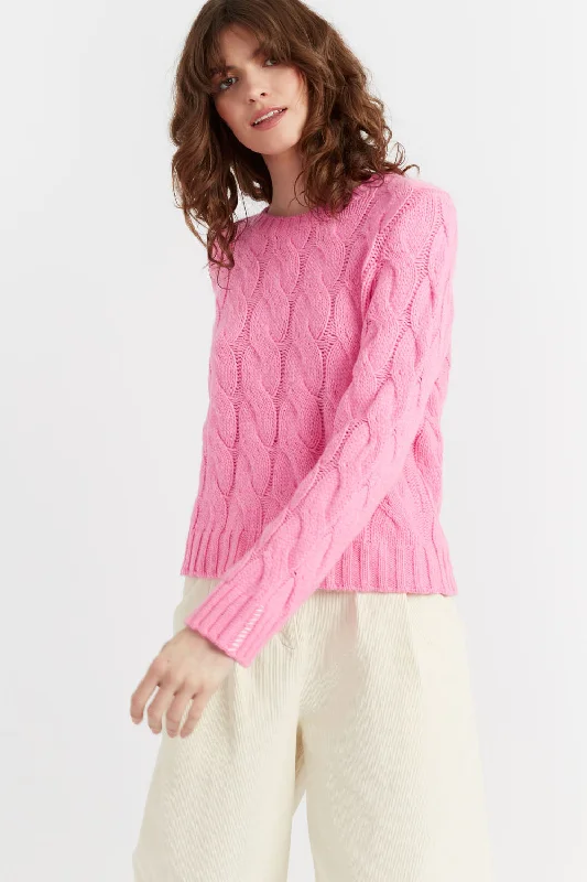 Pink Wool-Cashmere Gertie Sweater Embroidered Appliqued Beaded