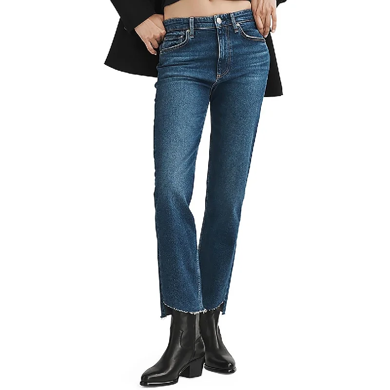 Rag & Bone Womens Mid Rise Straight Straight Leg Jeans Chic Double Waistband Jeans