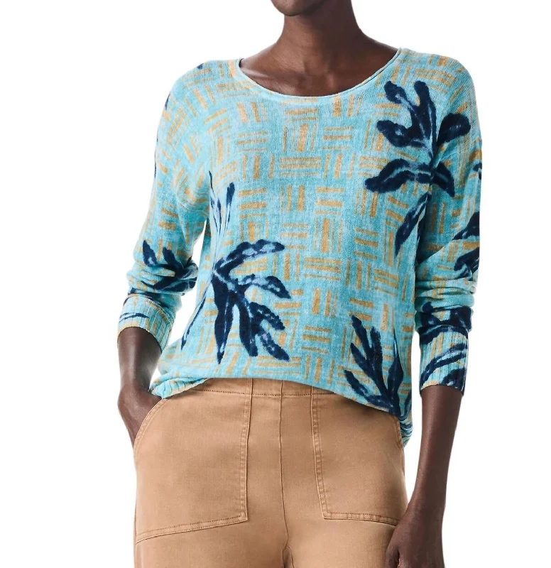 Reef Tide Sweater In Aqua Multi Faux Fur Fabric Real Fur Fabric Shearling Fabric