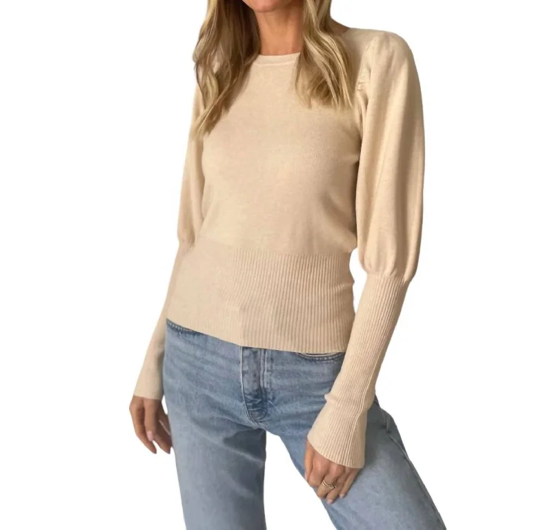 Reese Crew Neck Sweater In Oatmeal Slim Fit Regular Fit Oversized