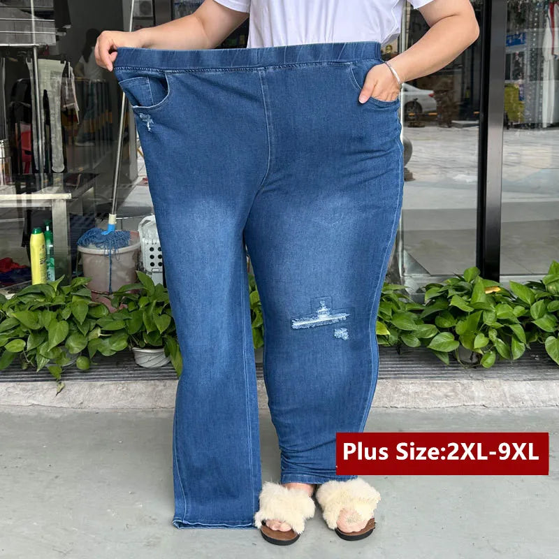 Jeans Women 9XL 8XL 7XL High Waist Plus Size Pencil Pants Loose Stretched Trousers Stylish Plus Size Denim Jeans Jeans Women 9XL 8XL 7XL High Waist Plus Size Pencil Pants Loose Stretched Trousers Stylish Plus Size Denim Jeans