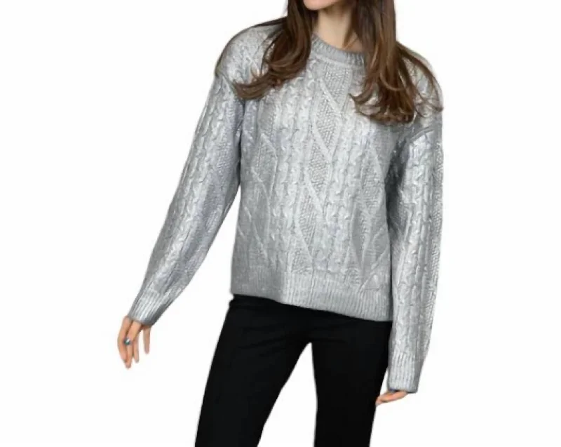 Rowayne Foil Sweater In Silver Jersey Fabric Tulle Fabric Batik Fabric