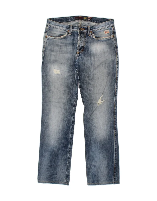 ROY ROGERS Womens Distressed Straight Jeans IT 44 Medium W30 L30 Blue Chic Faded Blue Jeans ROY ROGERS Womens Distressed Straight Jeans IT 44 Medium W30 L30 Blue Chic Faded Blue Jeans
