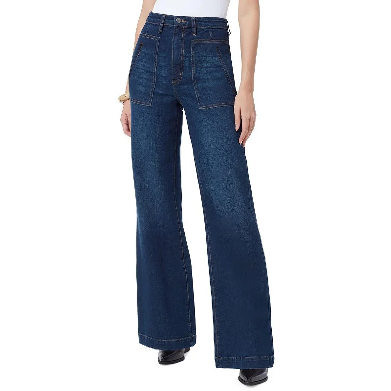 Sam Edelman Womens Codie Dark Wash High Rise Wide Leg Jeans Stylish Acid-Wash Jeans