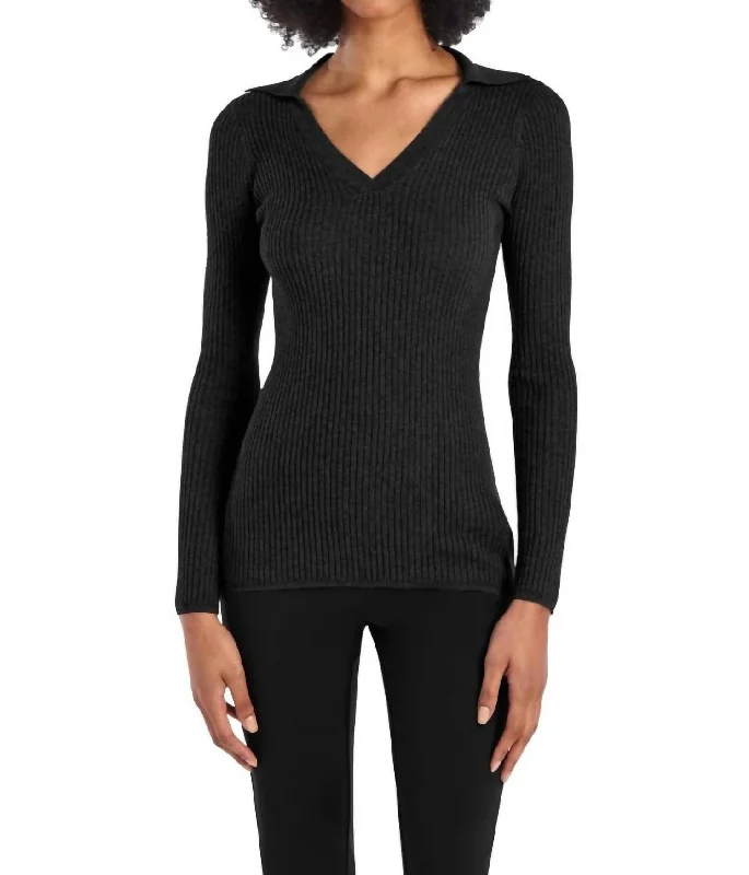 Sierra Sweater In Black Zippered Buttoned Snapped