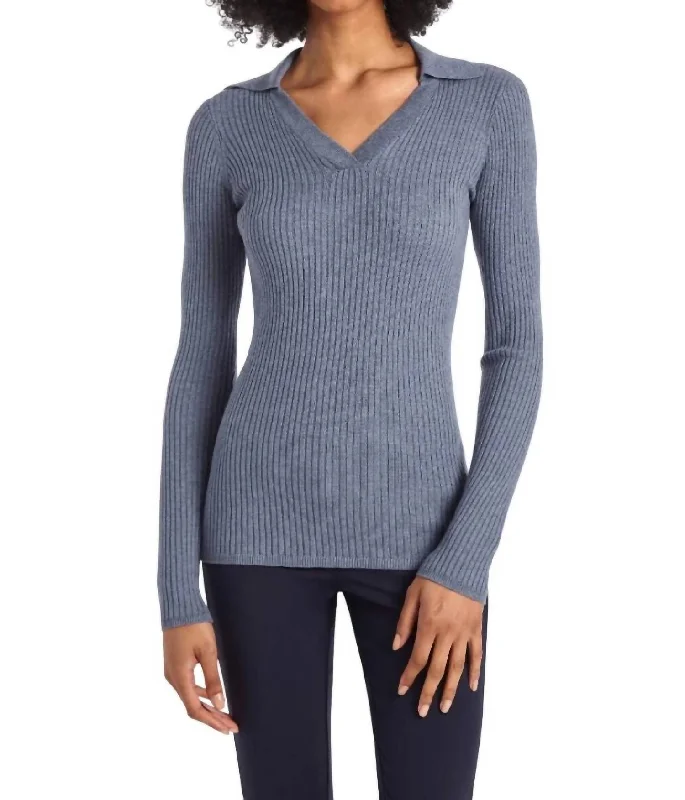 Sierra Sweater In Waterfront Glossy Satin Silk