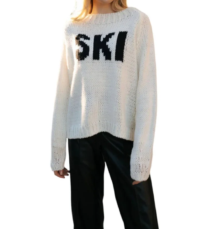 Ski Crochet Sweater In White Cotton Fabric Linen Fabric Terry Fabric