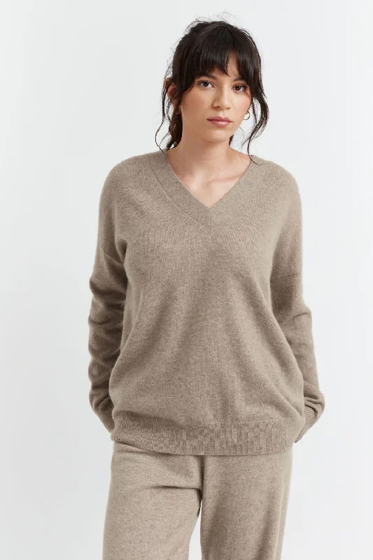 Soft-Truffle Cashmere V-Neck Sweater Hooded Sweater Collared Sweater Shawl Collar